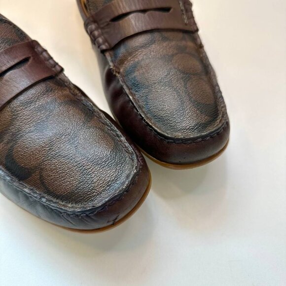 Coach Men’s Neal Driving Loafer Shoes – Brown Signature Leather – Size 7D (EU 40 - Picture 3 of 10